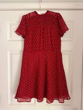 LOFT Red Paisley Short Sleeve Dress